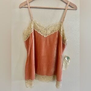ARATTA Lace Trim Camisole in Peach and Cream Size S